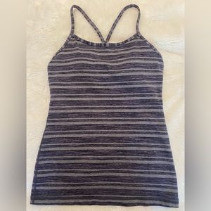 Lululemon Power Y Tank Top-Heathered Grey Stripe/Size 4 (XSmall)